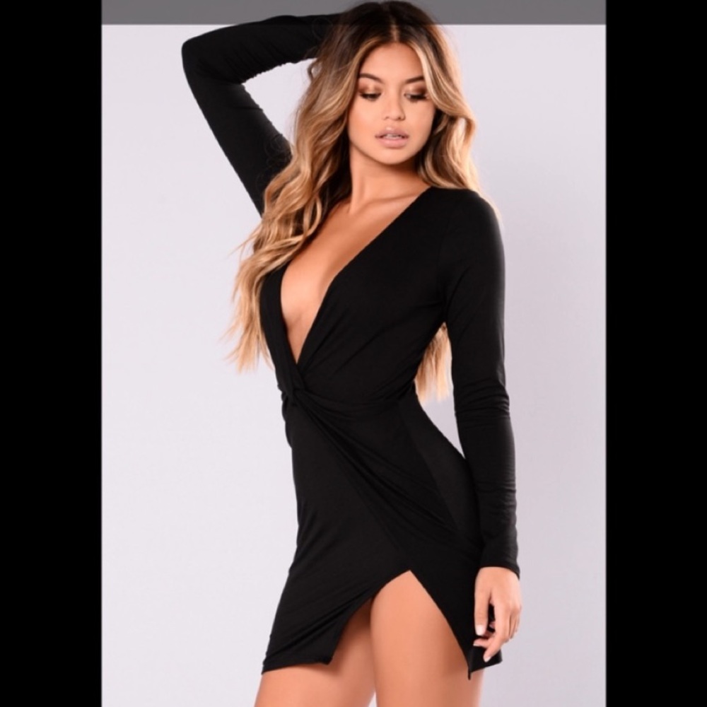 Fashion Nova Long Sleeve Mini Dress Black - Picture 2 of 4